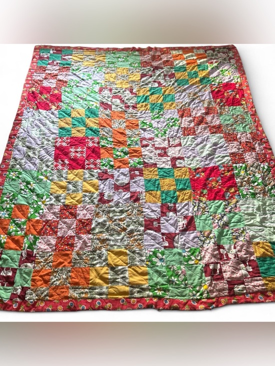 Other - Vintage Patchwork Quilt - Multicolor Cotton Cottagecore Shabby Chic Grandmacore